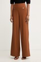 Morgan spodnie damskie z wiskozą brązowy PCLIO.F
