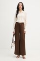 Haveone pantaloni plisați pentru femei, cu vâscoză PWG.Q008 maro SS26