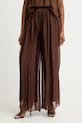 Haveone spodnie palazzo damskie z dodatkiem jedwabiu brązowy PCH.Q007