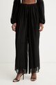 Haveone spodnie palazzo damskie z dodatkiem jedwabiu czarny PCH.Q007