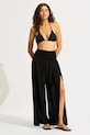 Seafolly kalhoty dámské z viskózy Shirred Waist Wrap černá 55436.PA