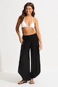 Seafolly φαρδύ παντελόνι γυναικείο από βισκόζη Shirred Waist Wrap μαύρο 53341.PA