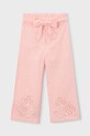 Mayoral spodnie z dodatkiem lnu dziecięce tkanina różowy 3585.6B.Mini.PPY2