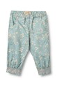Wheat spodnie bawełniane niemowlęce wzorzyste niebieski 4701.222.GOTS