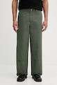 Kenzo spodnie bawełniane gładkie zielony FG55PA2079OT
