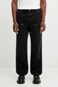 Carhartt WIP spodnie bawełniane Double Knee Pant gładkie czarny I036274.89B7