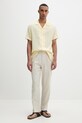 Calvin Klein pantaloni straight da uomo con lino LV04LF619G beige SS26
