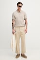 Sisley spodnie regularne męskie z bawełną 4QUUSF05W beżowy SS26