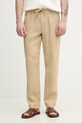 United Colors of Benetton kalhoty pánské lněné béžová 4AGHUF00M.