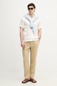 United Colors of Benetton kalhoty pánské lněné 4AGHUF00M. béžová SS26