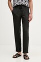 Karl Lagerfeld nohavice straight pánske ľanové čierna 562818.265358
