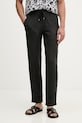 Karl Lagerfeld nohavice straight pánske ľanové čierna 562818.265358