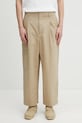 Maison Kitsuné spodnie męskie beżowy QM01106WW9082