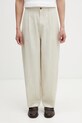 Maison Kitsuné spodnie z wiskozą męskie beżowy QM01107WW9096