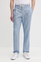 HUGO nohavice slim fit pánske s prímesou ľanu Getlin251F3 modrá 50559695