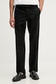 Michael Kors spodnie regularne męskie z lnem czarny CS6304BKPY