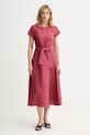 Weekend Max Mara sukienka lniana ESORDIO bordowy 2615221052600