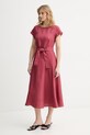 Weekend Max Mara sukienka lniana ESORDIO 2615221052600 bordowy SS26
