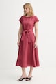 Weekend Max Mara sukienka lniana ESORDIO 2615221052600 bordowy SS26