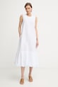 MM by Max Mara sukienka letnia z lnem SORRISO biały 2616221058600
