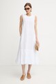 MM by Max Mara sukienka letnia z lnem SORRISO 2616221058600 biały SS26