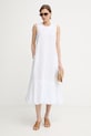 MM by Max Mara sukienka letnia z lnem SORRISO 2616221058600 biały SS26