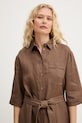 MM by Max Mara sukienka letnia lniana TABELLA brązowy 2616221068600