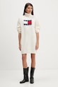 Tommy Jeans sukienka z domieszką wełny DW0DW21908 beżowy SS26