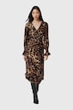 AllSaints sukienka z dodatkiem jedwabiu W102DD brązowy