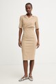 Pinko sukienka z lnem beżowy 106499.A34I
