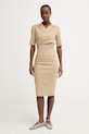 Pinko sukienka z lnem beżowy 106499.A34I