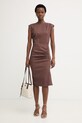 Pinko letné šaty s prímesou ľanu 106521.A34I hnedá SS26