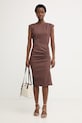 Pinko letné šaty s prímesou ľanu 106521.A34I hnedá SS26