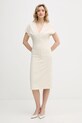 Patrizia Pepe sukienka z elastanem beżowy 8A1663.A6F5
