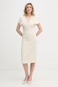 Patrizia Pepe sukienka z elastanem beżowy 8A1663.A6F5