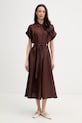 Joseph Ribkoff sukienka letnia z lnem brązowy 262907