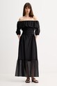 Marella sukienka hiszpanka z dodatkiem jedwabiu AEROSI czarny 2613221134200