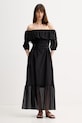 Marella sukienka hiszpanka z dodatkiem jedwabiu AEROSI czarny 2613221134200