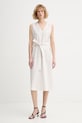 Calvin Klein лятна рокля с лен LV044F040G бежов SS26