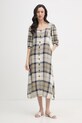 Barbour sukienka z dodatkiem lnu Ballina beżowy LDR1014