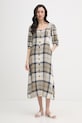 Barbour sukienka z dodatkiem lnu Ballina beżowy LDR1014