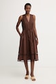 Twinset ljetna haljina od pamuka s elastanom smeđa 261TT2250