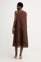 Odjeća Twinset ljetna haljina od pamuka s elastanom 261TT2250 smeđa