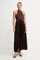 Twinset плиссированное платье с вискозой коричневый 261TT3191