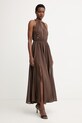 Twinset Halter haljina od pamuka smeđa 261LM2RDD
