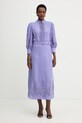 Luisa Spagnoli sukienka lniana Provina fioletowy 542925