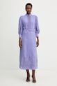 Luisa Spagnoli sukienka lniana Provina fioletowy 542925