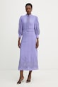 Luisa Spagnoli sukienka lniana Provina 542925 fioletowy SS26
