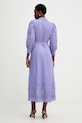 Odzież Luisa Spagnoli sukienka lniana Provina 542925 fioletowy