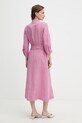 Odzież Luisa Spagnoli sukienka koszulowa lniana Polesana 543082 różowy